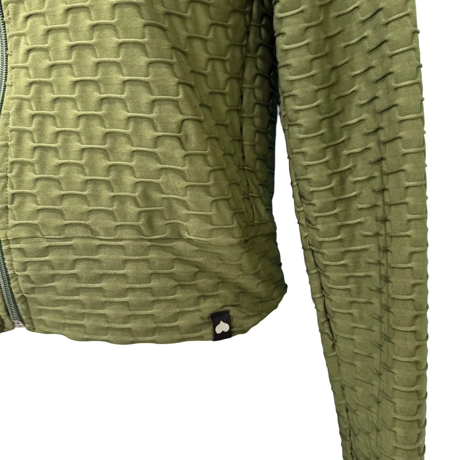 Booty by Brabants Olive Green Croco Cropped Zip Up Active Track Jacket sz S / M - Image 10