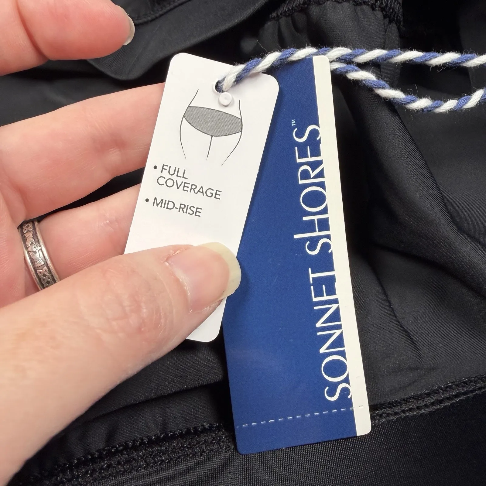 Sonnet Shores Swim Skirt Womens Size 12 Black Mid Rise Full Coverage NEW - Image 2