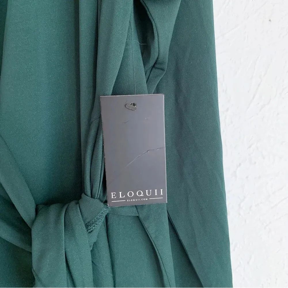 Eloquii Wide Neck Wrap Gown Matte Jersey Dark Green Sz 16 NWT - Image 5