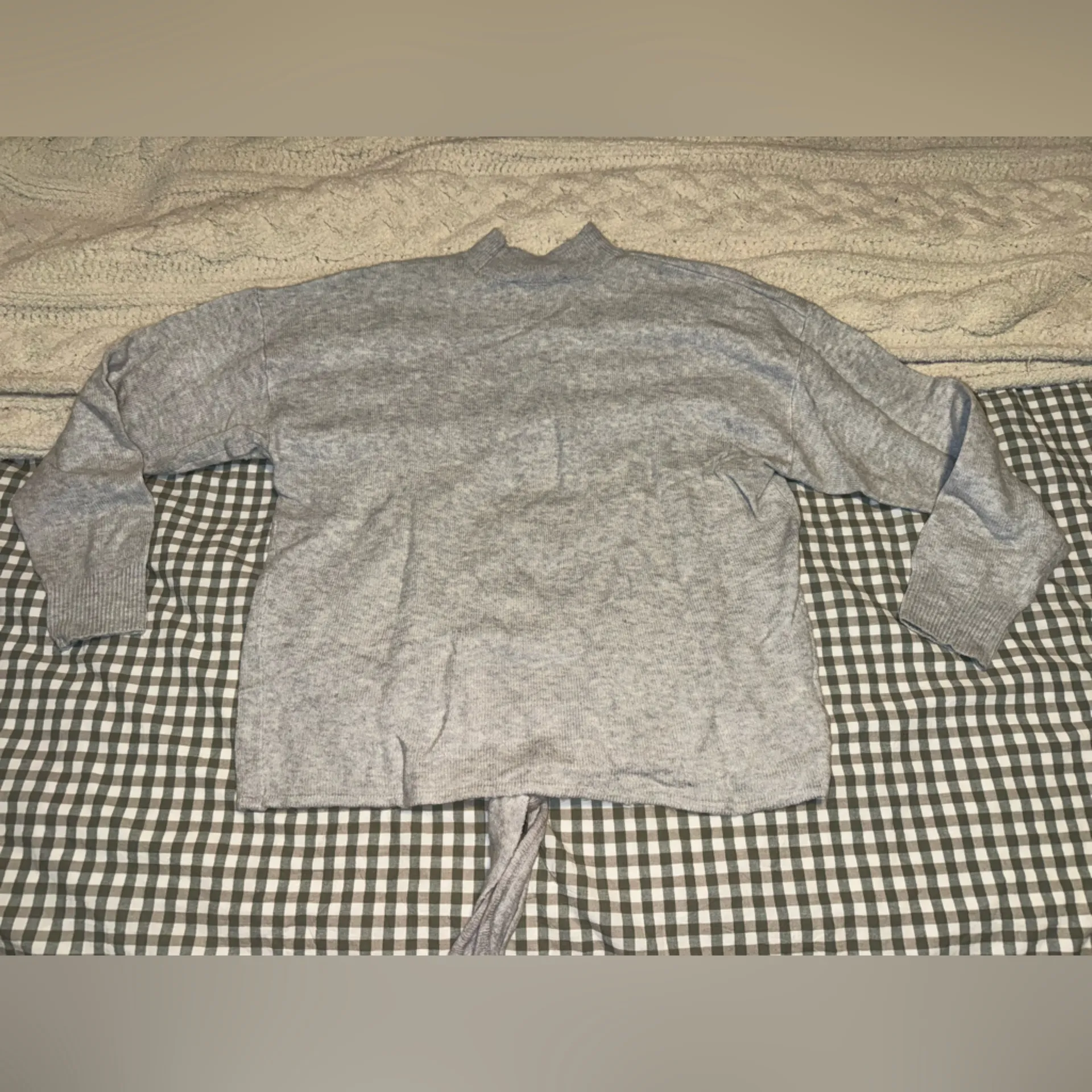 a Loft gray tie-front mock-neck sweater - Image 2