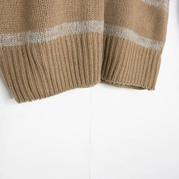 NWOT Eddie Bauer Turtleneck Striped cotton blend‎ Sweater, Tan XL - Image 5