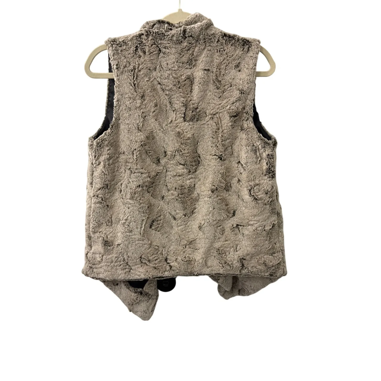 WD.NY Faux Fur Open Front Asymmetrical Layering Vest Size Women's Small Brown - Image 3