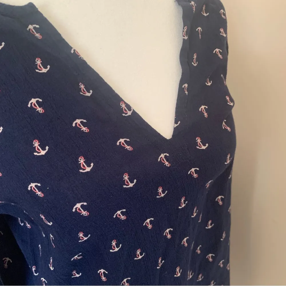 J. Crew Mini Dress Tunic or Coverup! Anchor Print Nautical Size Small - Image 2