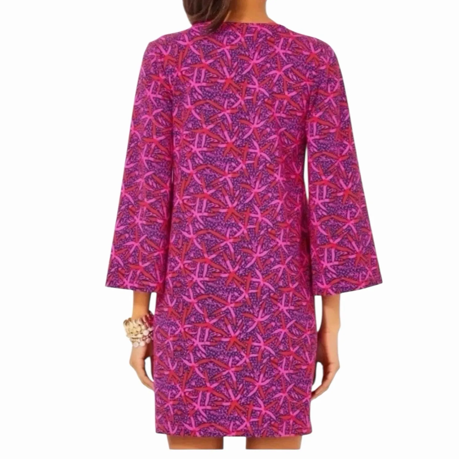 Lilly Pulitzer Johana Coverup Dress UPF Sz Small Star Search Passion Fruit Pink - Image 3