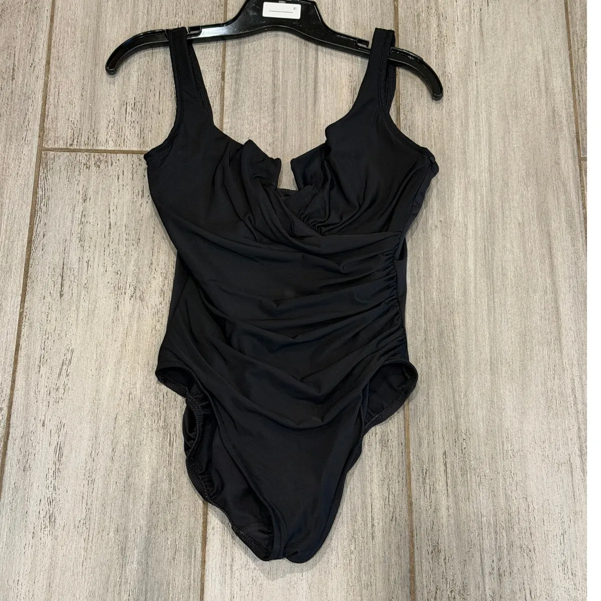 Miraclesuit Must Have Escape One Piece Swimsuit 16 Black Wrap Ruched Slimming - Image 3