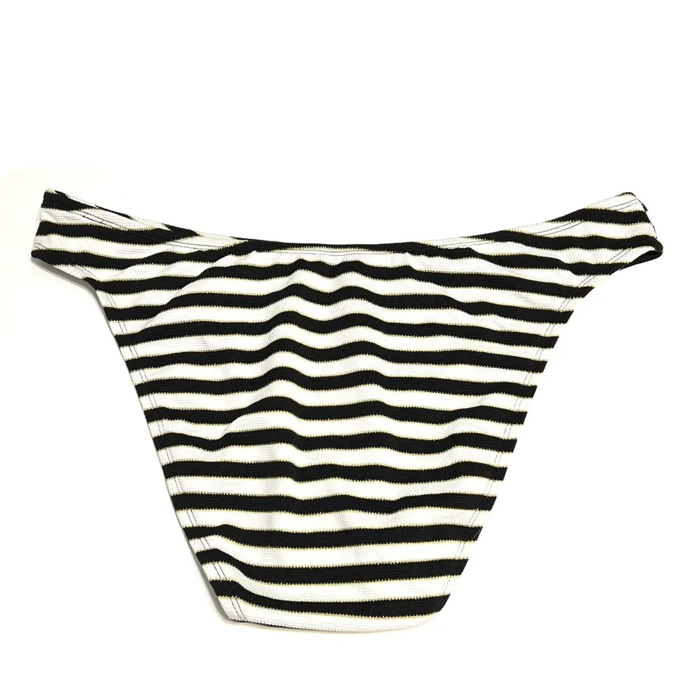 Shade & Shore Textured Hipster Bikini Bottom Black White Gold Stripe NWOT XL - Image 3