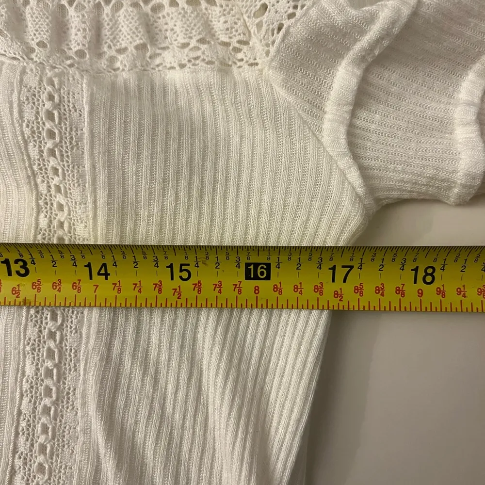 Free People Set to Stun White Cotton Linen Boho Lace Hi Low Tunic Top Dress S - Image 6