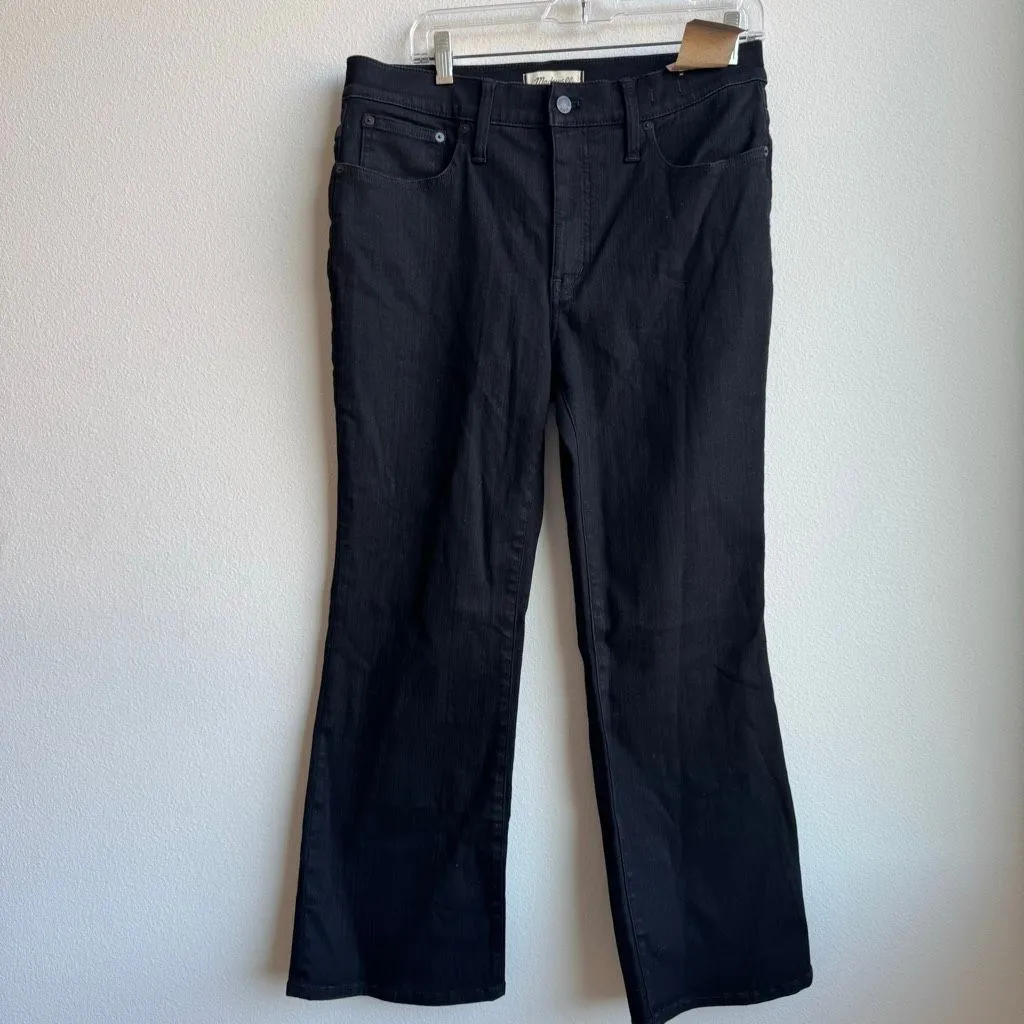NWT Madewell Mid Rise Kick Out Flare Boot Jeans Solid Black Rinse Size 31 - Image 2