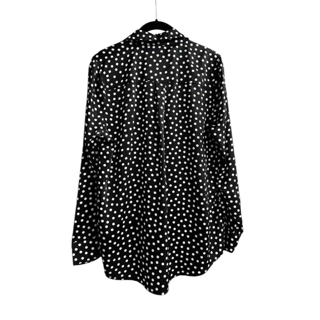 Equipment  Womens Satin Button Up Shirt Long Sleeve Polka-Dots Size Small - Image 7