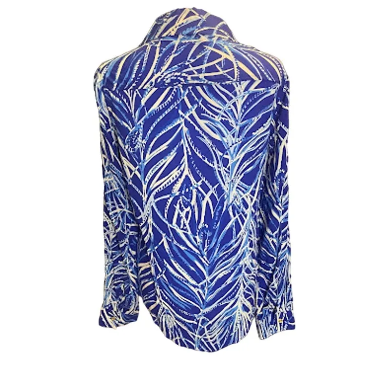 Lilly Pulitzer Sea View Rayon Button Front Blouse - Twilight Blue XS - Image 3