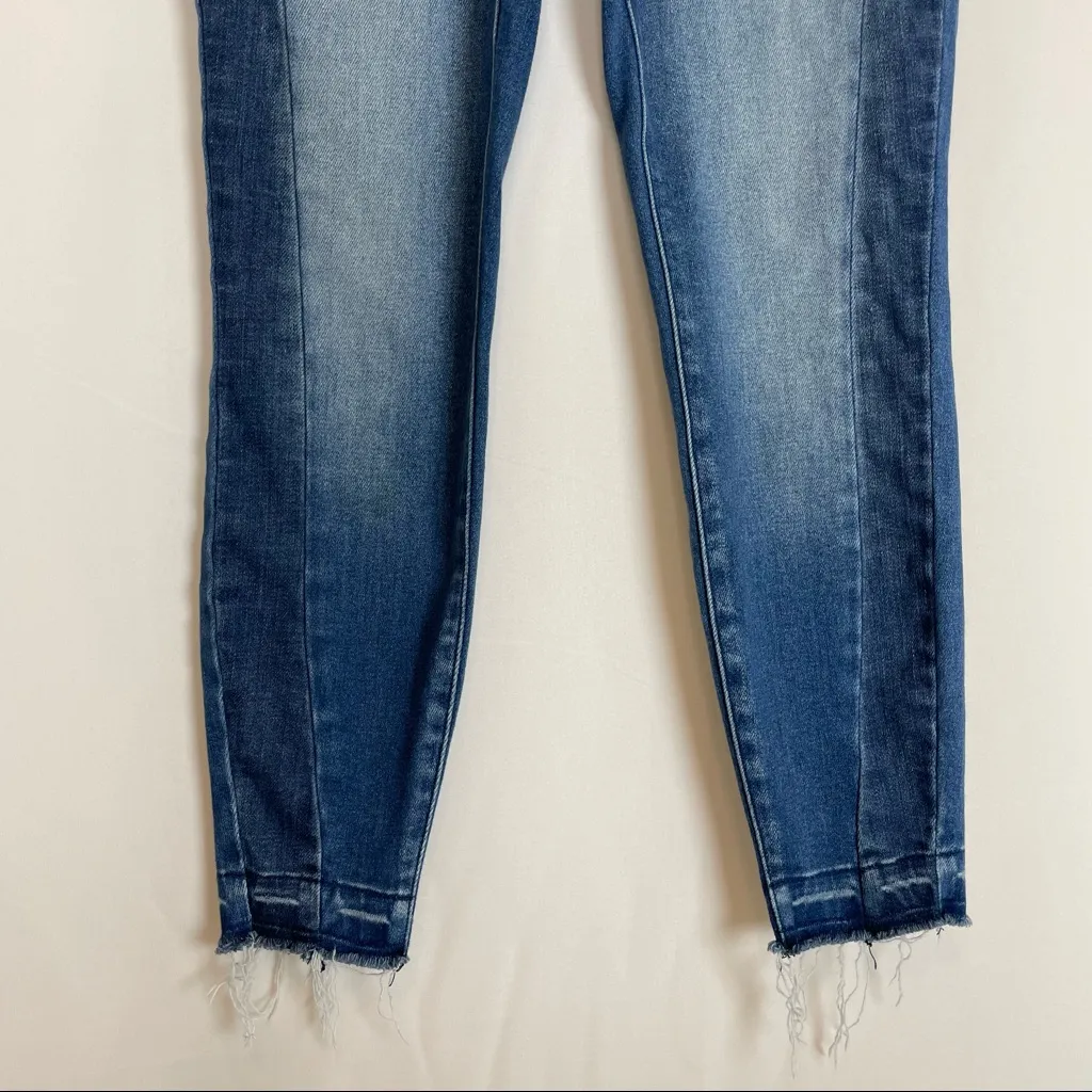 Kancan Ankle Skinny Jeans Stretch‎ Fading Distressing Raw Hem Side Panels Blue Size 26 - Image 7