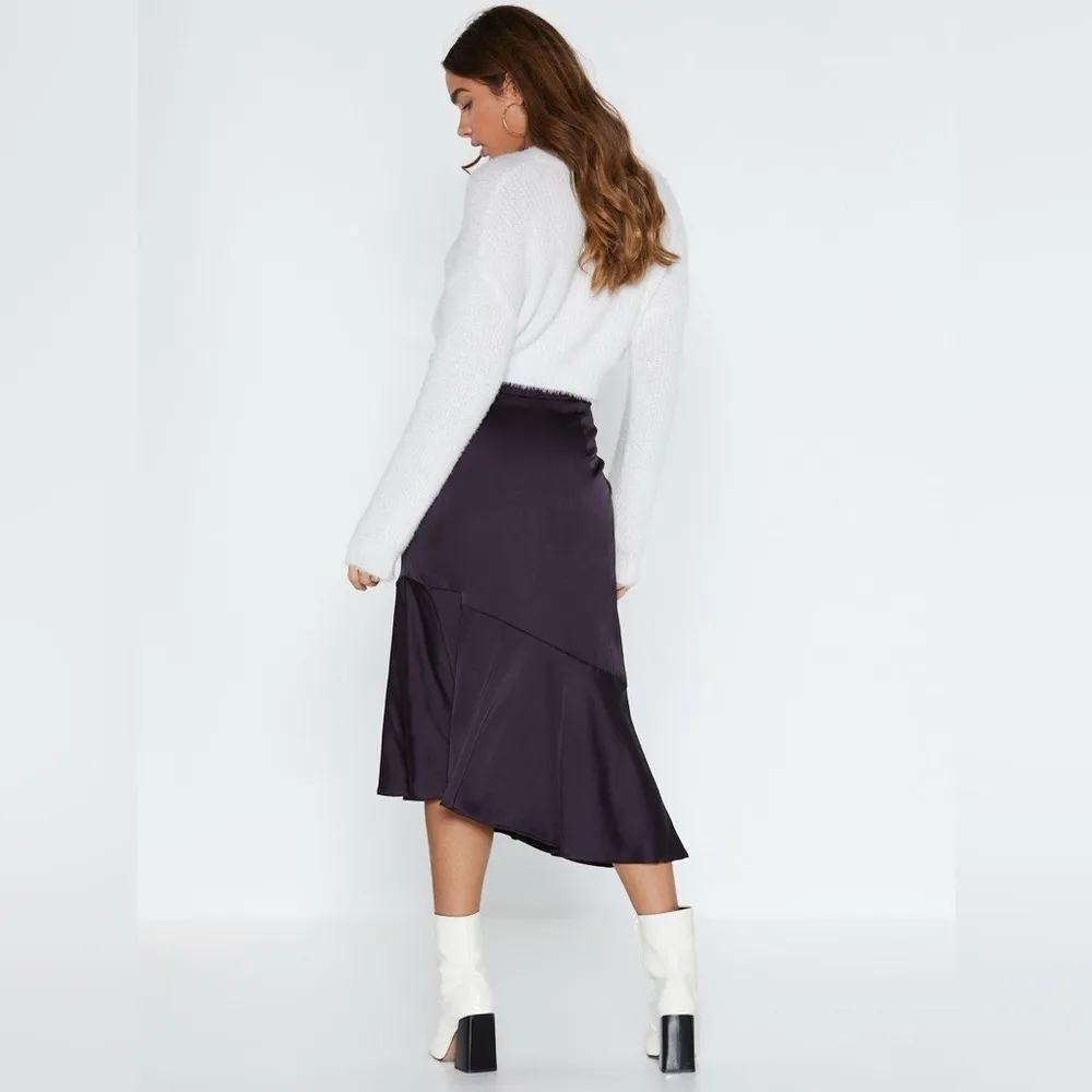 NEW Jason Wu Matte Satin Tiered Skirt in Purple, Size L New Original Packaging - Image 9