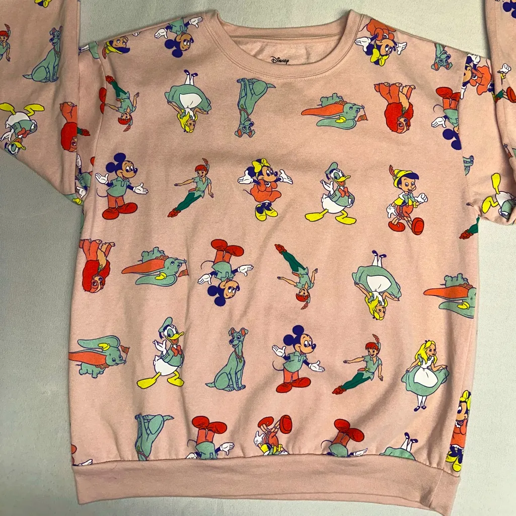 Disney 100 Characters Sweatshirt Pink Alice Lady Peter Pan Dumbo Mickey XL 15 - Image 5