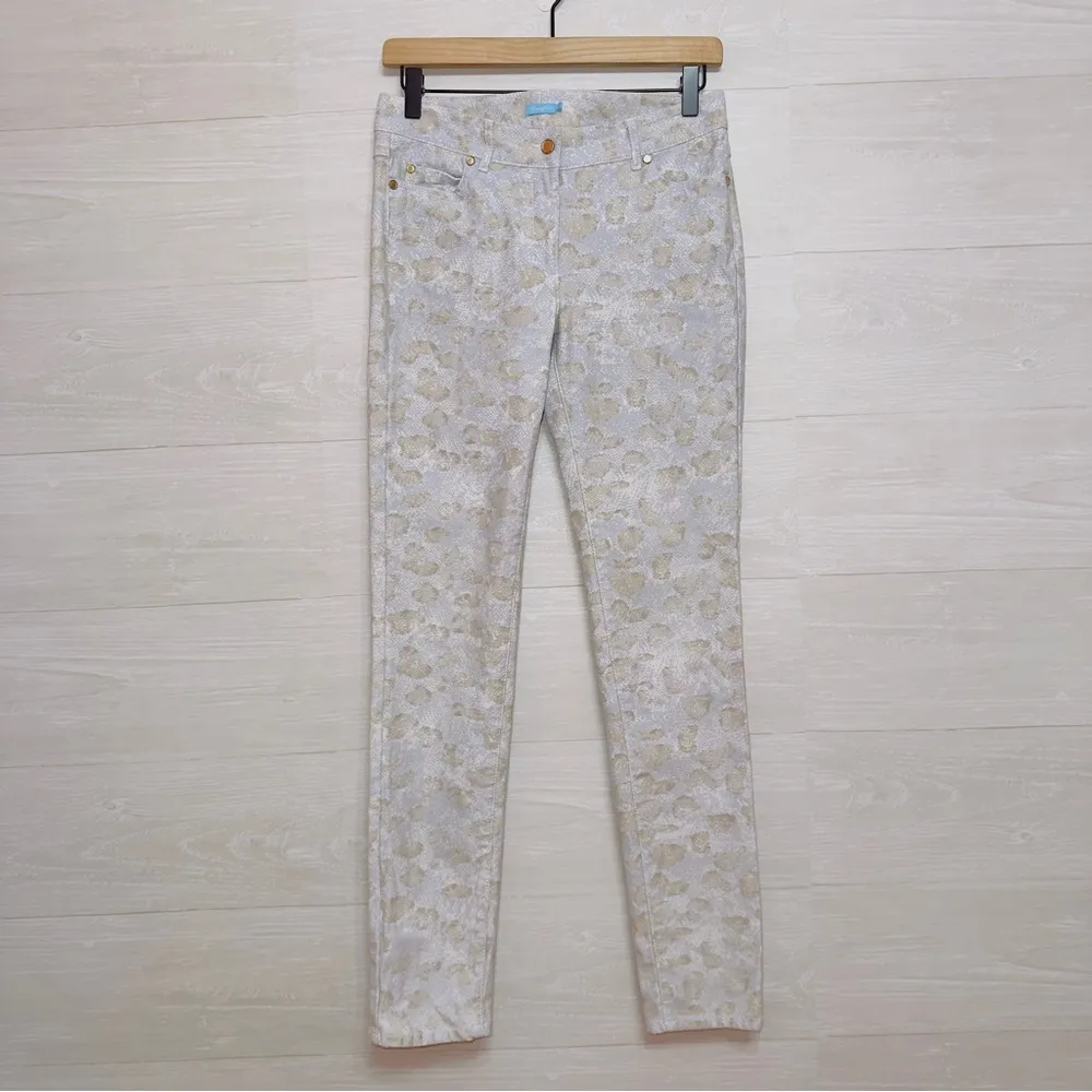 J. McLaughlin Women's Cream Snake Print Mid Rise Skinny Jeans size 2 - Image 2