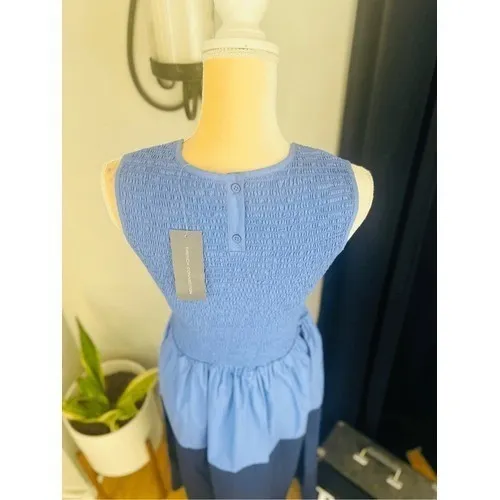 FRENCH CONNECTION Rhodes Colorblock Smocked Poplin‎ Dress, Size 8, Blue, NWT - Image 13