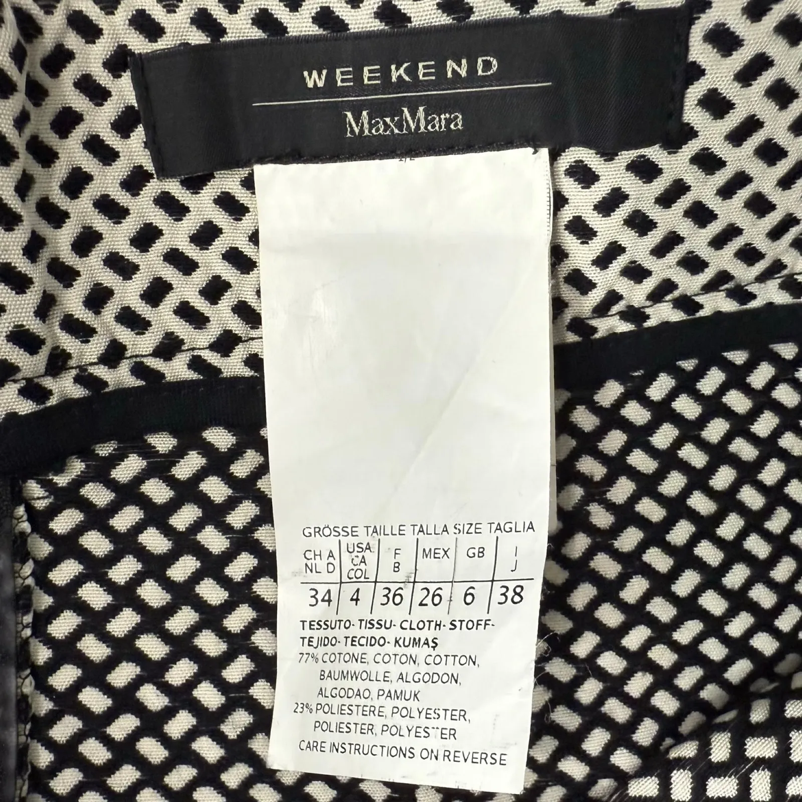 Max Mara Weekend Black White Printed Bow Belt Knee Length Pencil Skirt size 4 - Image 4