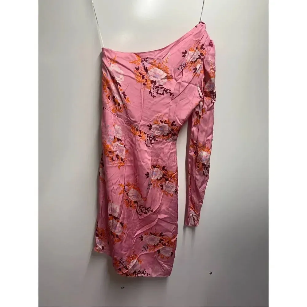 Les Reveries Floral Print One shoulder dress Pink Size 0 - Image 9