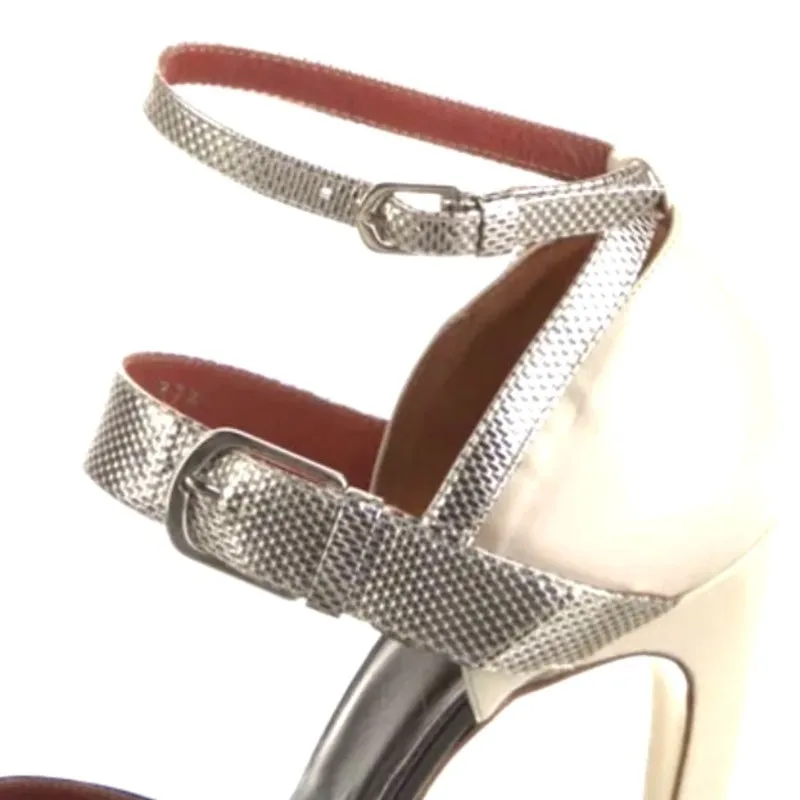 Dries Van Noten Leather D'orsay black cream gold platform pumps Size 37.5/US7 - Image 8