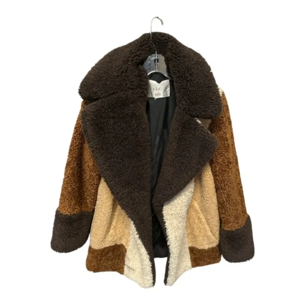 ALC Stefan Colorblock Sherpa Coat Brown Tan Size Small - Image 6