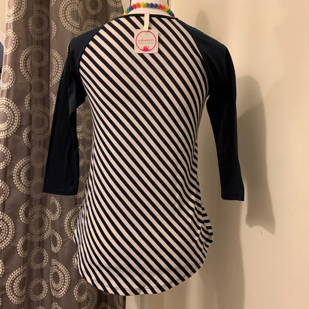 DNA Navy Blue and White Stripe Top - Image 3