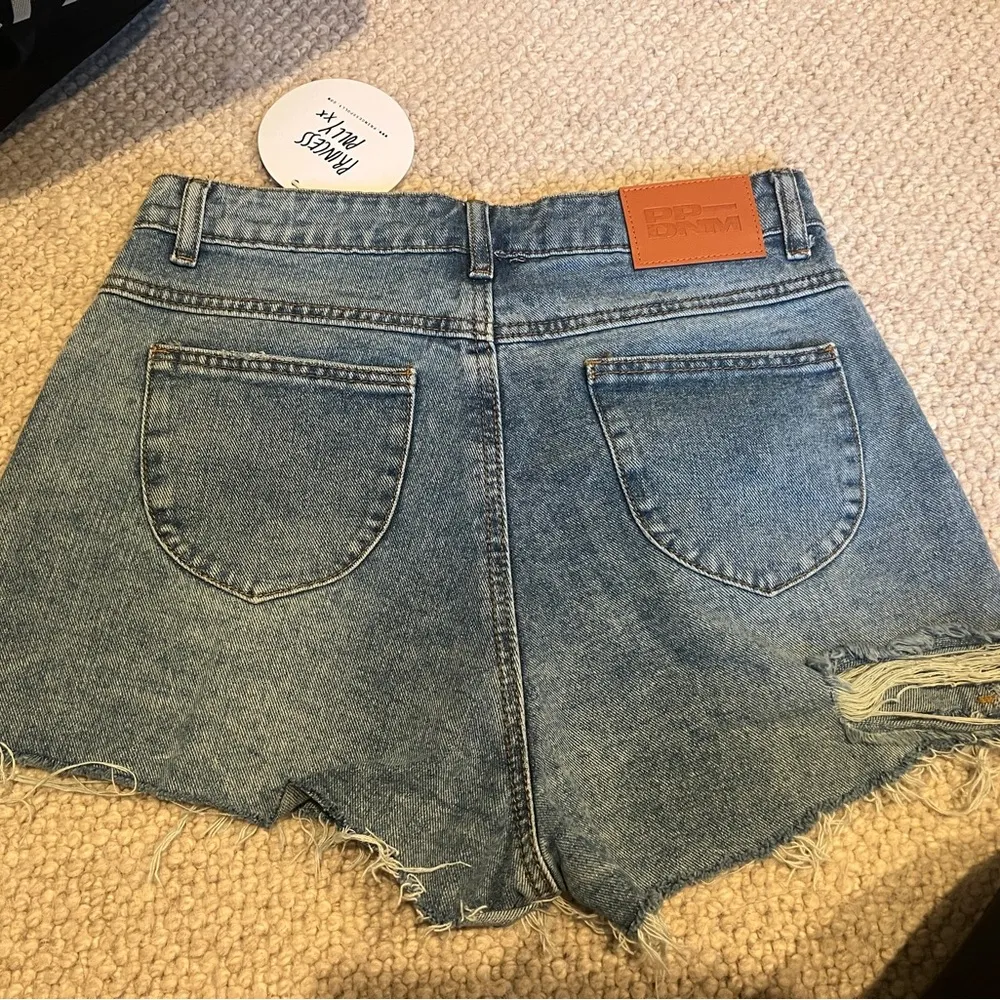 Princess Polly Blue Distressed Jean Shorts - Image 2