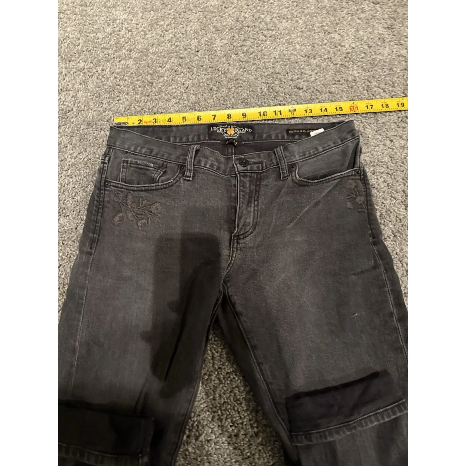 Lucky Brand Sienna Slim Boyfriend Distressed Embroidered Women's Size 4/27 - Image 9