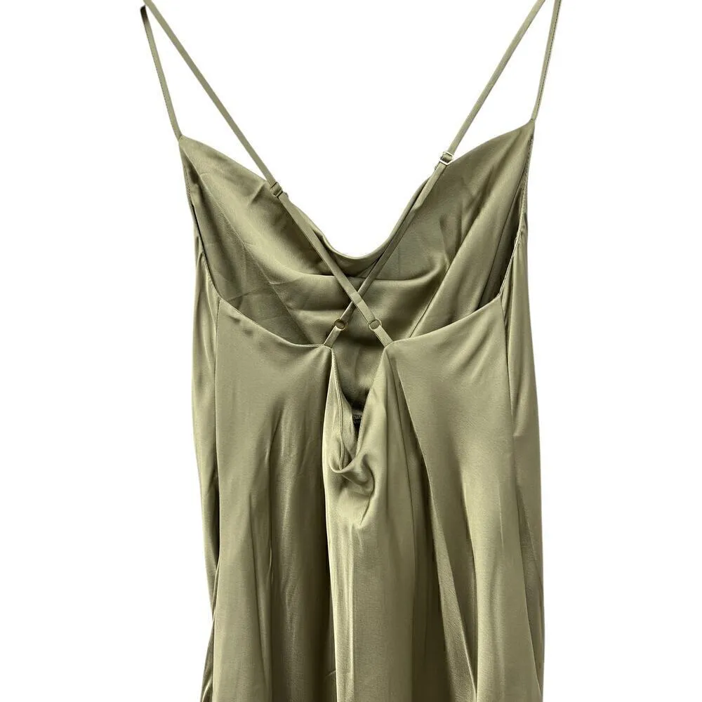 Show Me Your Mumu Verona Cowl Dress in Moss Green Luxe Satin size Small - Image 7