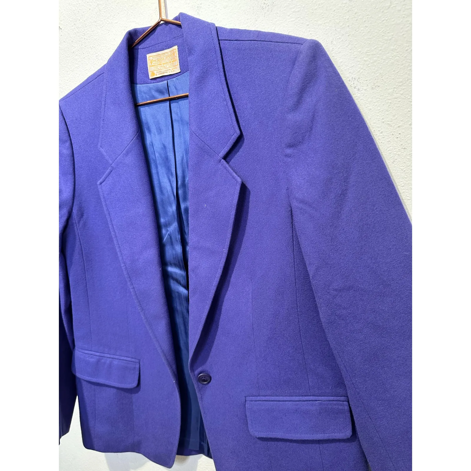 VINTAGE PENDLETON Women's Purple Virgin Wool Button Front Blazer Jacket Size 12 - Image 8