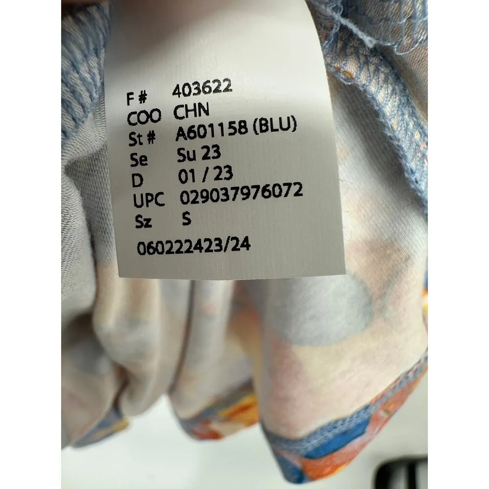 LOGO by Lori Goldstein Tunic Top Women Small Floral Printed Sharkbite Hem Pocket - Image 9