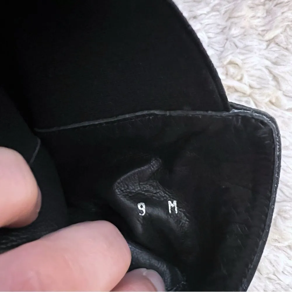 Stuart Weitzman Size 9 Black Leather And Neoprene Stretch Ankle Moto Boots - Image 11