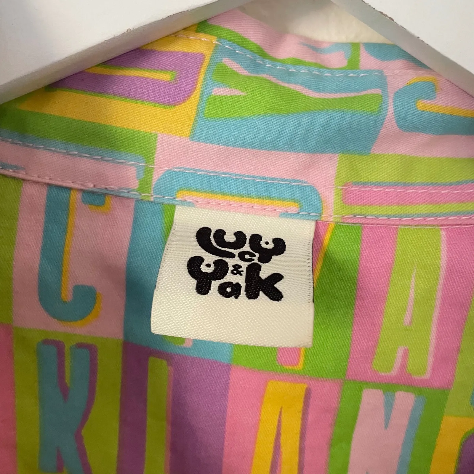 Lucy & Yak Frankie Spellout Colorblock Pastel Boilersuit Coveralls Jumpsuit Pink - Image 3