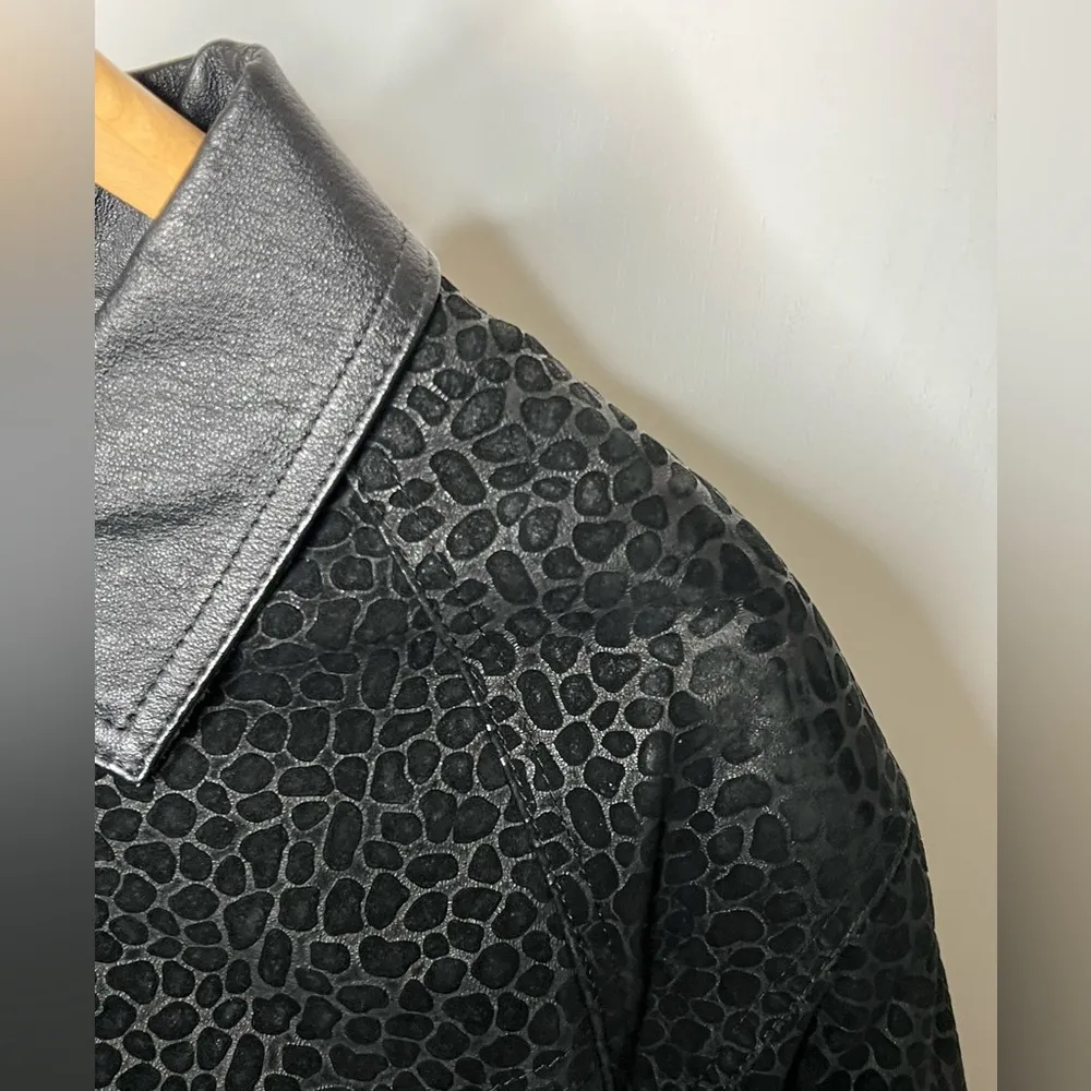 Vintage Euro Mond Of California Printed Genuine Leather Black Jacket Western - Image 16