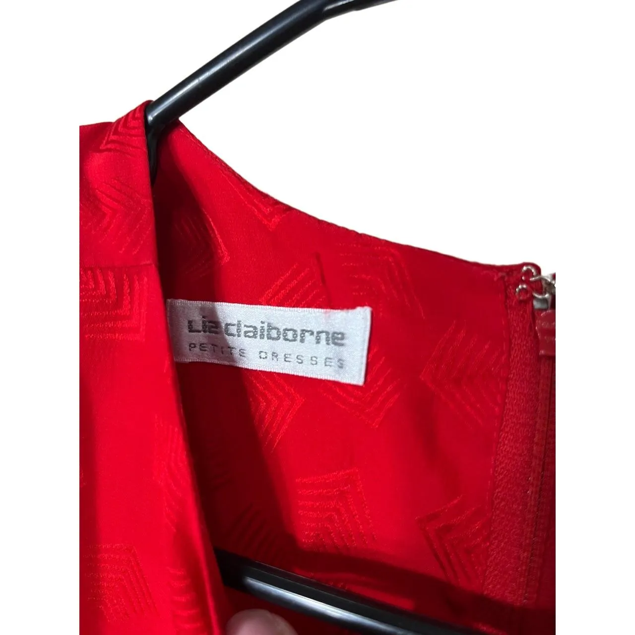 Liz Claiborne Dress Womens Size Petite 14 Red Midi‎ Vintage Silk - Image 6