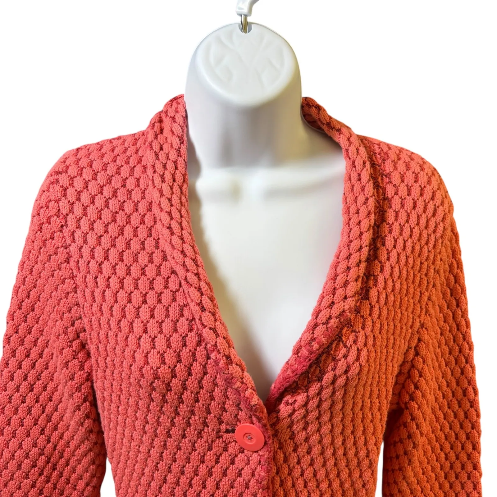 Caslon  Knit‎ Blazer Coral Pink Button Front Textured Jacket Small - Image 3