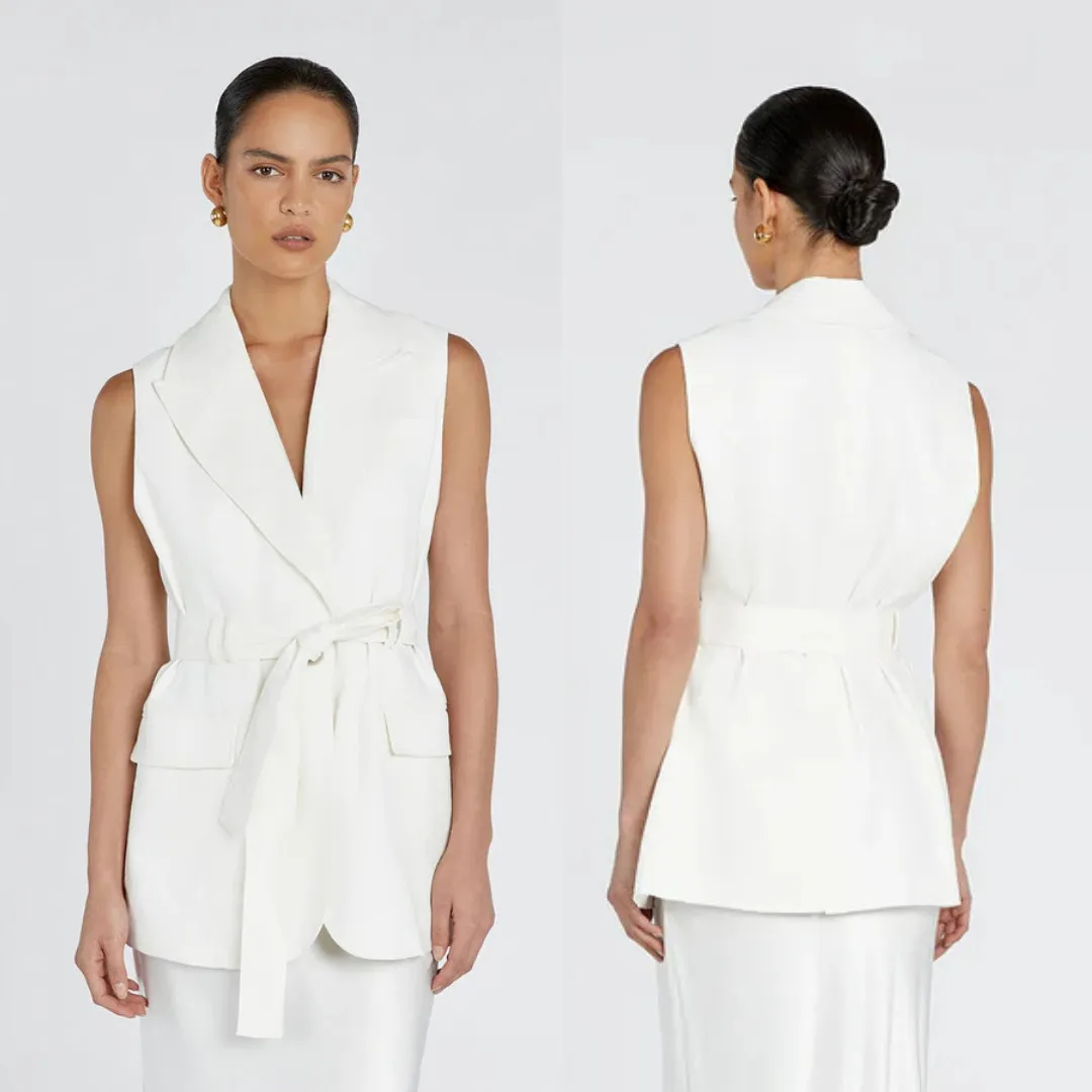 DISSH Sloan White Sleeveless Linen Blend Vest US 4 AU 8 NWT‎ - Image 2