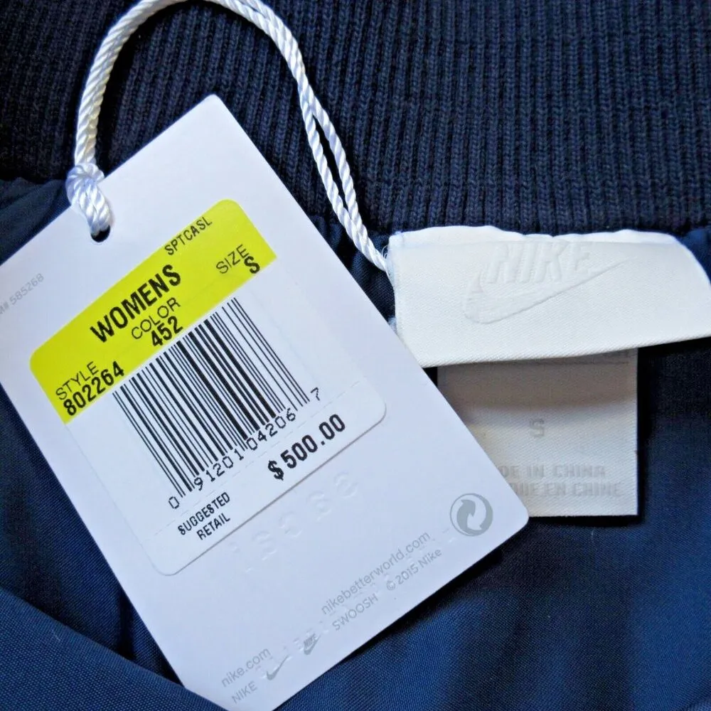 NWT Nike x Sacai Windrunner in Navy Fleece Wool Leather Trim Button Skirt S $500 - Image 10