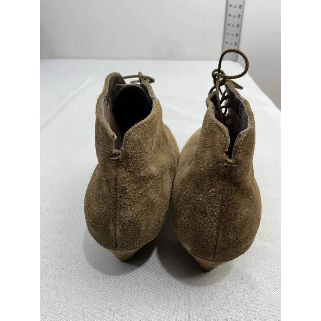 Womans Auditions Booties 6.5 M Brown Lace Up Heel Pointed Toe - Image 5