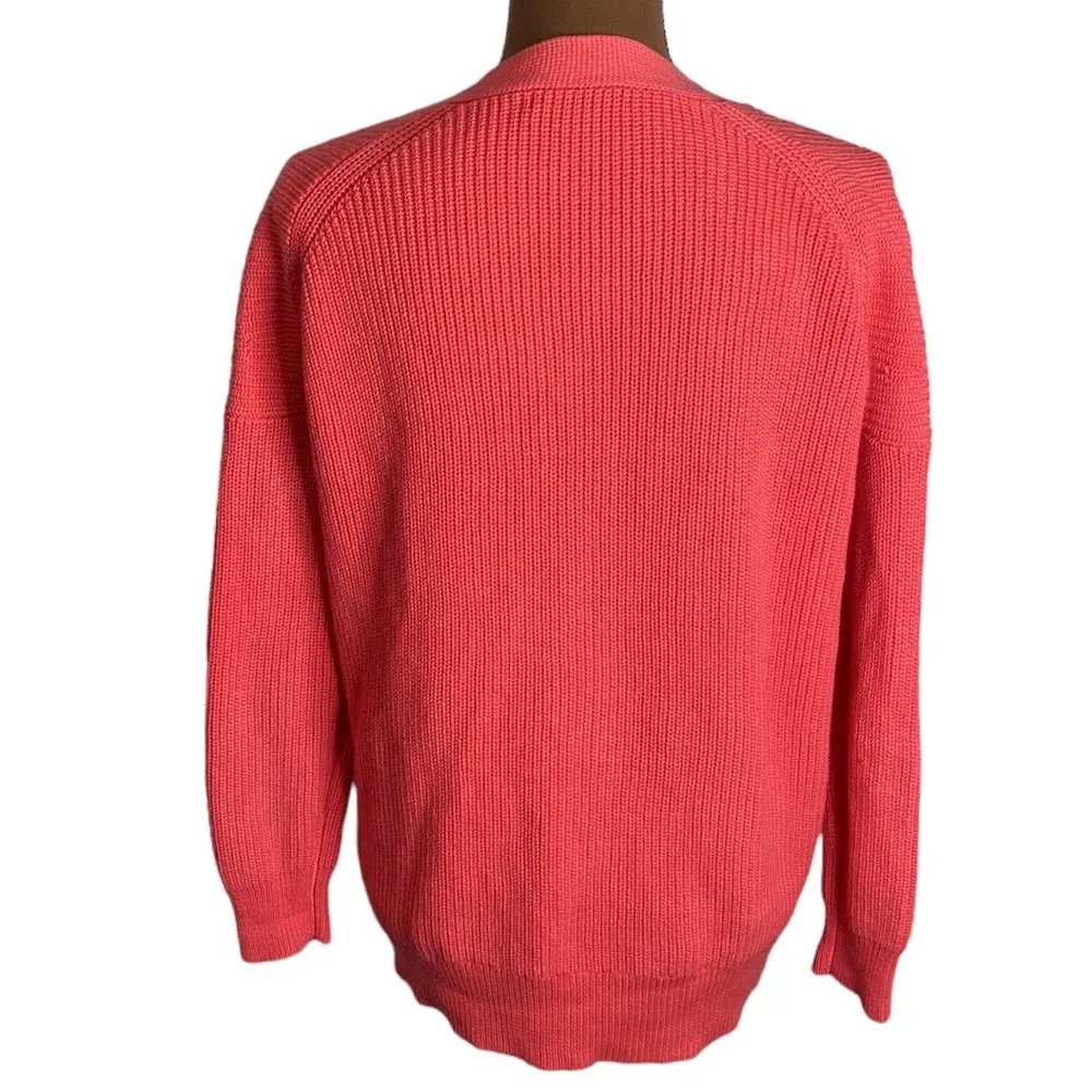 J Crew chunky V-neck cotton cashmere blend cardigan sweater in poppy size XXS - Image 3