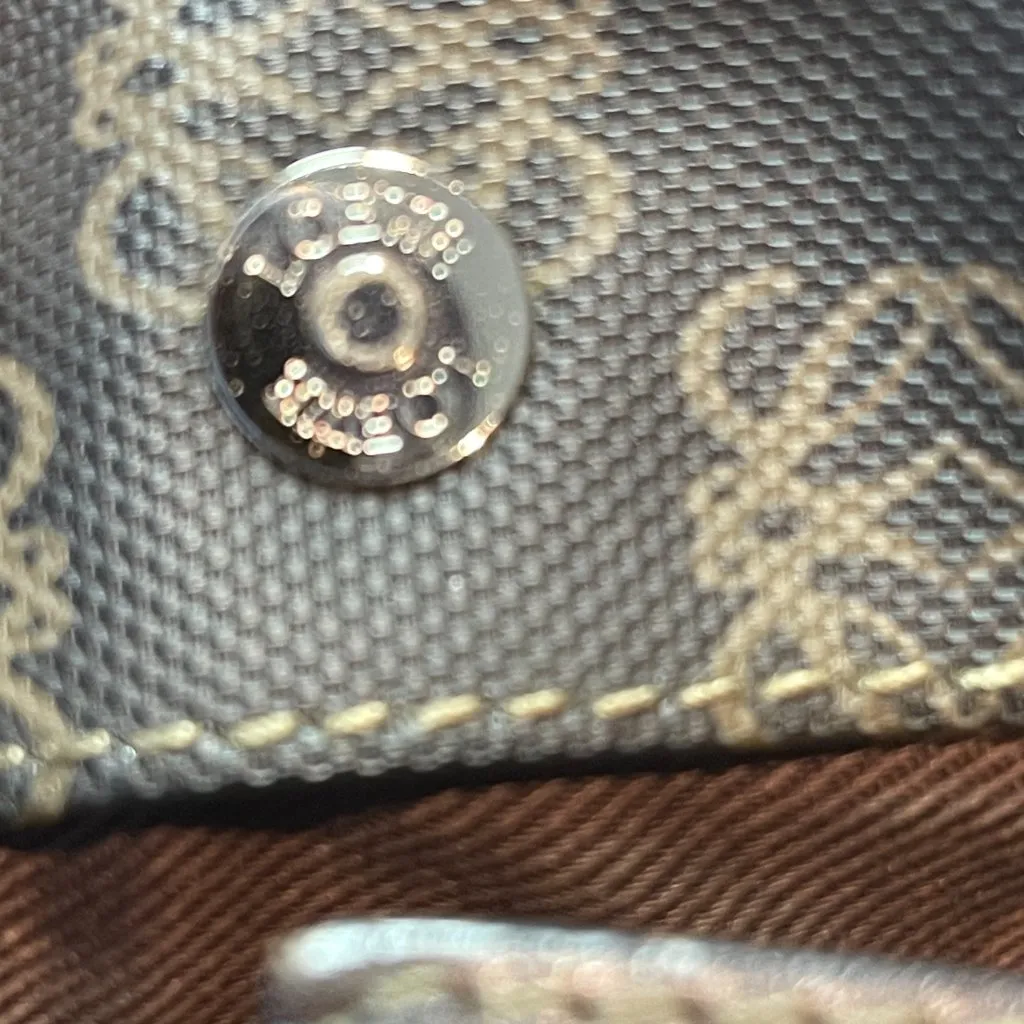 Loewe Vintage Canvas and Leather Anagram Tote - Dark Brown and Black - Preowned - Image 13