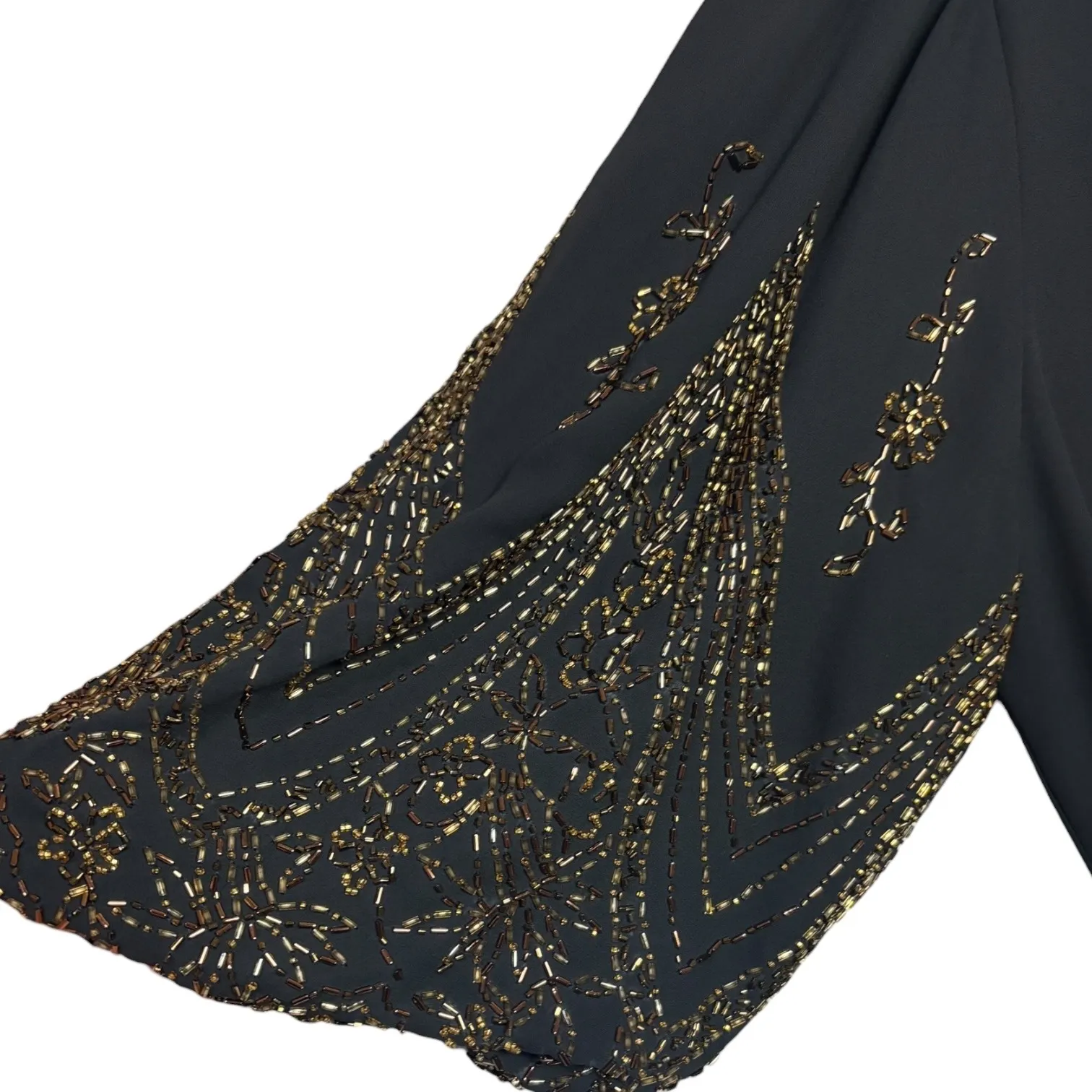 Vtg Jack Bryan Black Beaded Sleeve Midi Dress Sz L Evening Cocktail Shift Gown Size L - Image 6