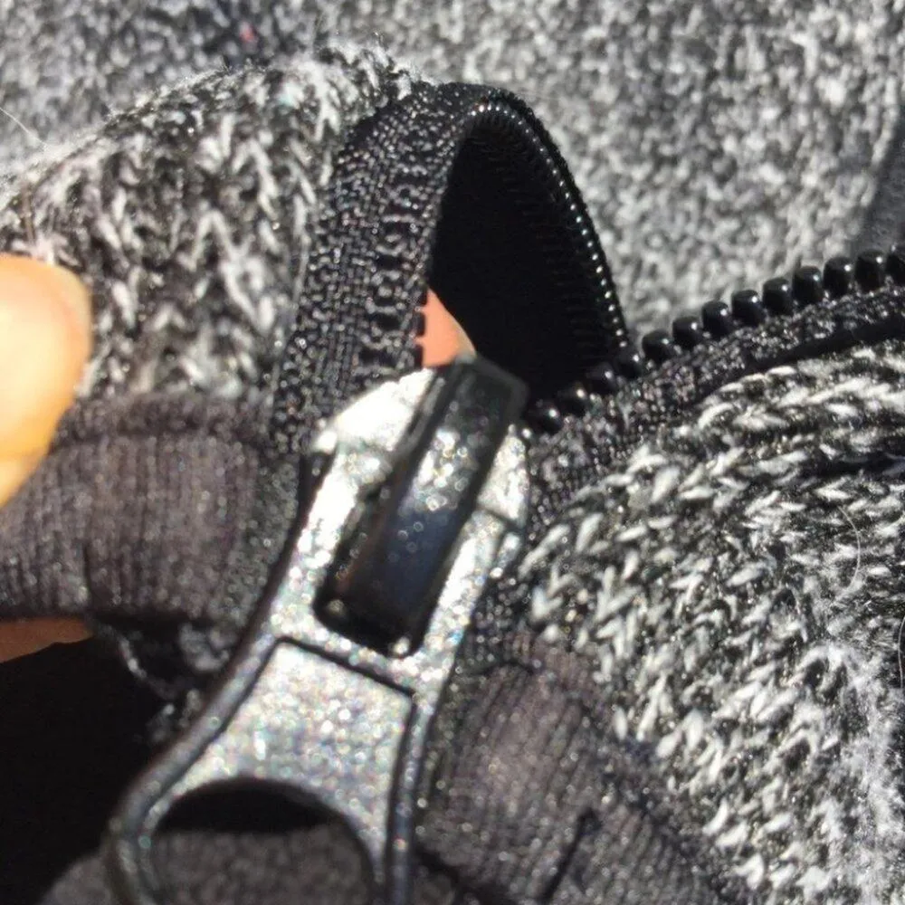 Swiss Tech Fleece Lined Grey Gray Zipper Jacket Black Size M - Image 6