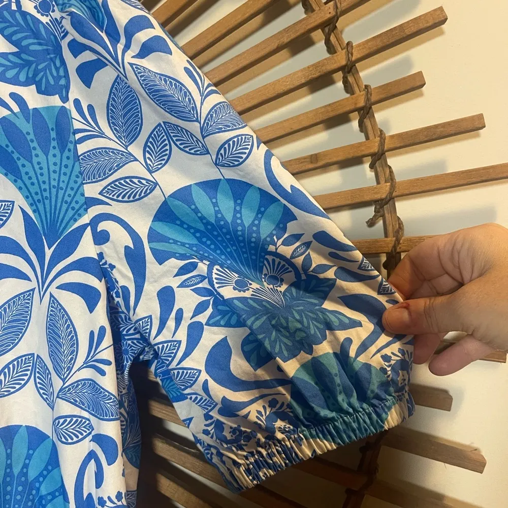 Women’s Sugarlips Biller Floral Stacie Button Down Mini Dress Blue Size M 🐟 - Image 10