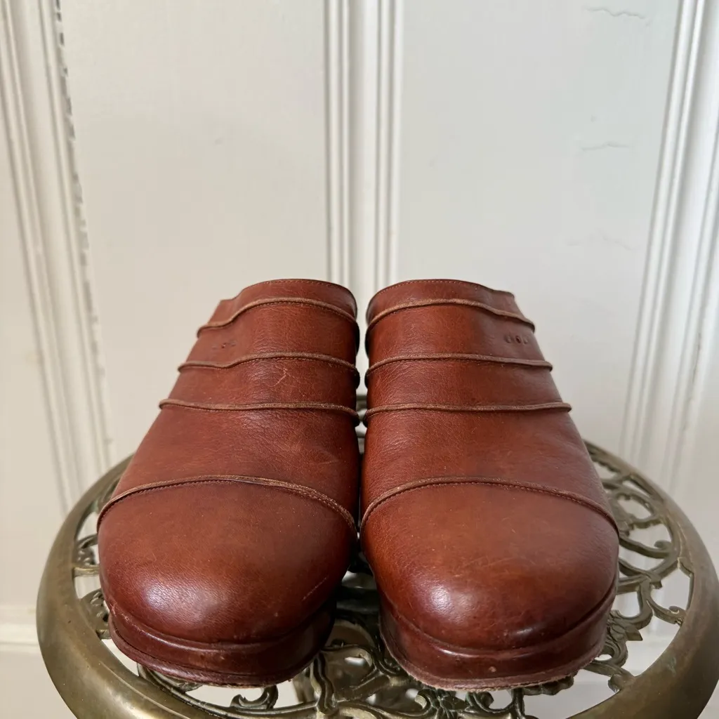 Henry Cuir Italian Leather Mules size 7 Brown - Image 9