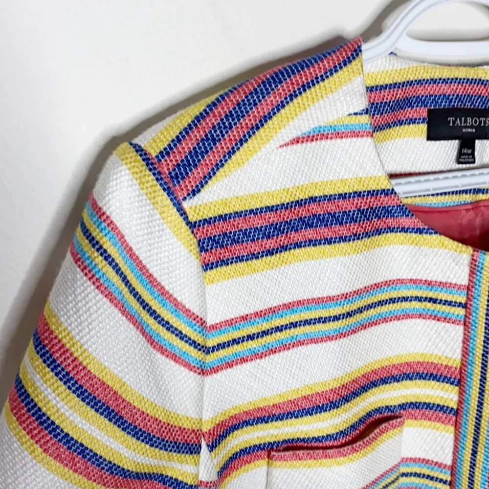 Talbots textured satin striped blazer with patch pockets size 14W - Image 67