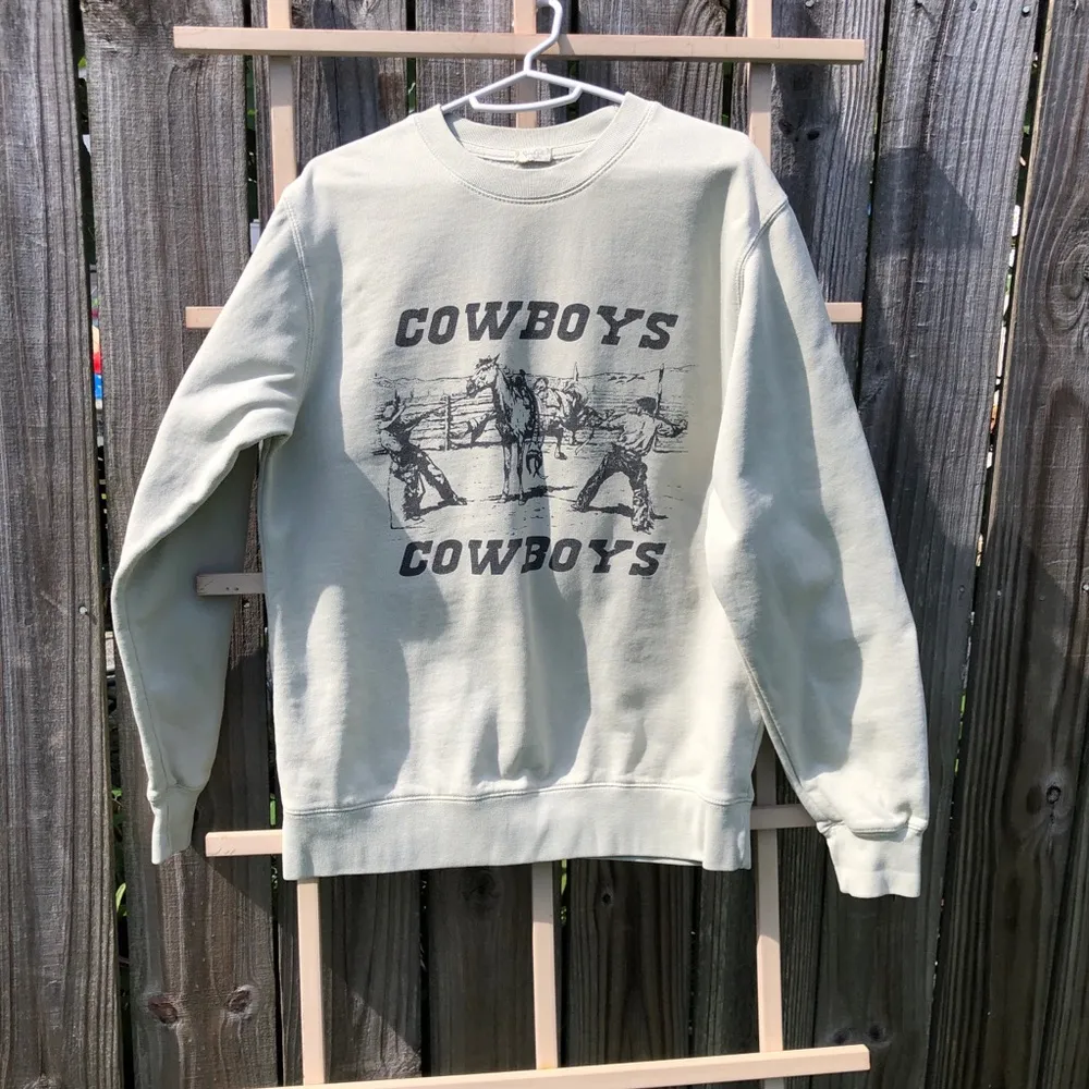 John Galt Rare Cowboys Cozy Warm Pullover Sweatshirt Matcha Green Womens - Image 2