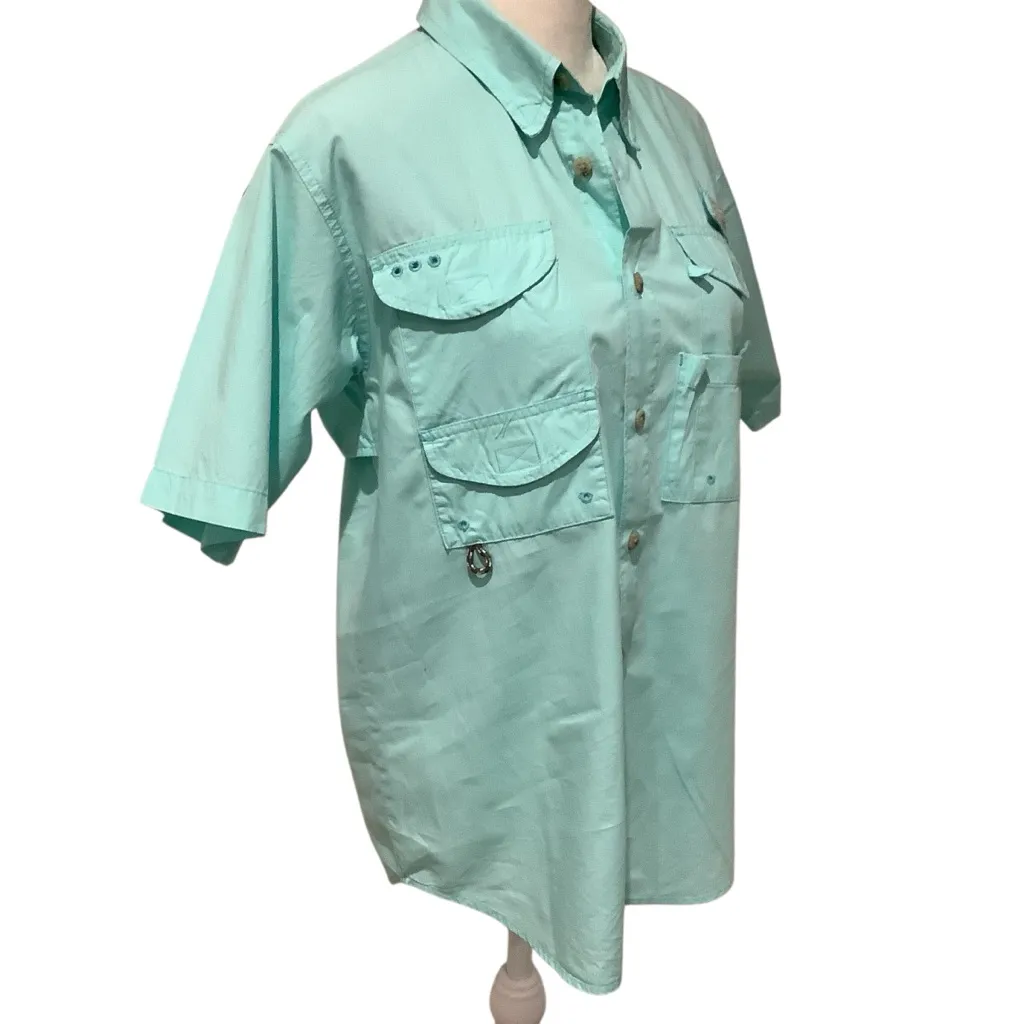 Columbia PFG Women’s Aqua Button-Up Sporting Shirt Size L. SEE MEN’s SHIRT TOO! - Image 6