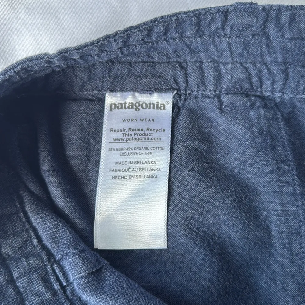 Patagonia Blue Hemp Cotton Beach Summer Navy Blue Coastal Shorts Relaxed Fit - Image 3