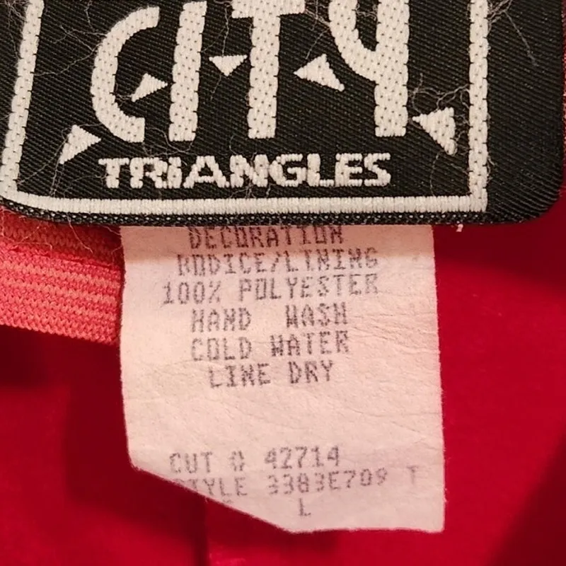 Vintage City Triangles Red Shimmer Ruched Sleeveless High Low Party Dress Large - Image 7