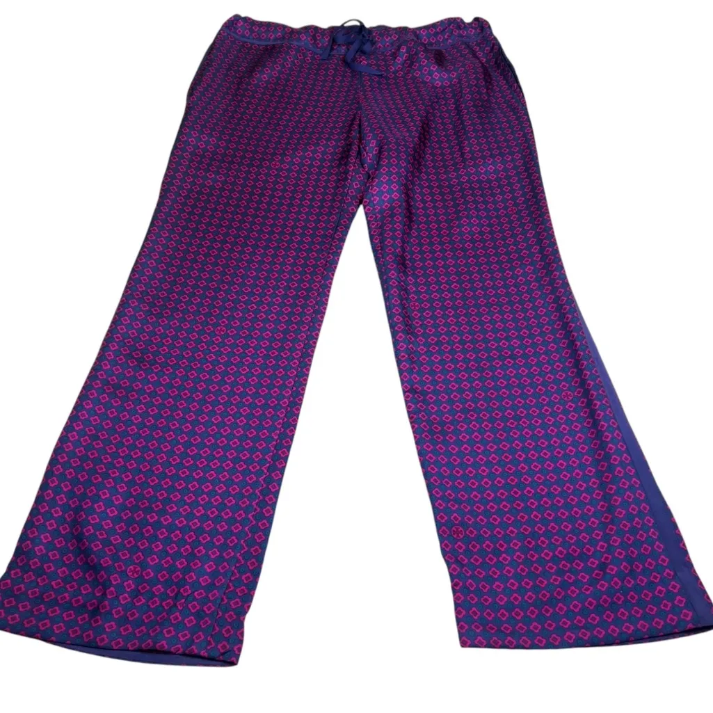 Tory Burch Drawstring Waist 100% Silk Geo Print Pajama Pants - Image 2