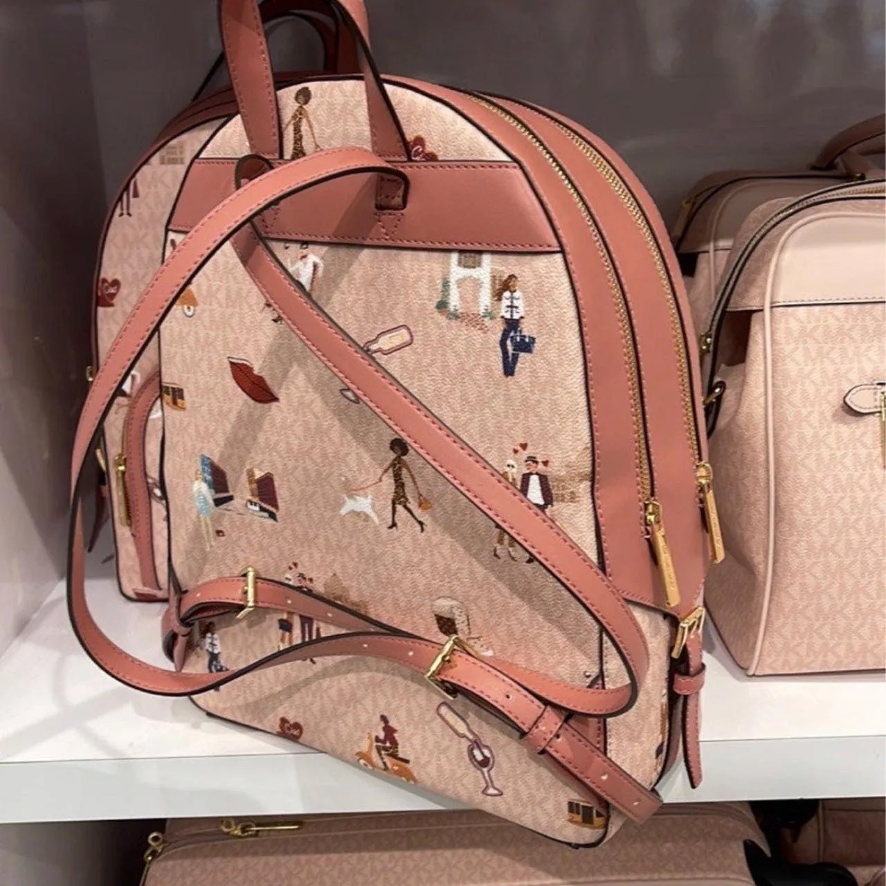 Powder Blush Multi Jaycee Large Zip Backpack - Image 4